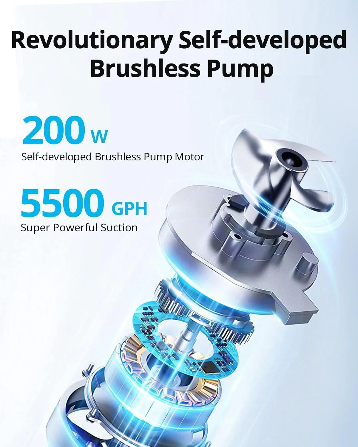 Cordless Robotic Pool Vacuum Cleaner - Intelligent Path Opimization. Cleans Floor. Walls. and Waterline - Suitable for Above & In-Ground Pools up to 2.260 sq.ft. Light Gray