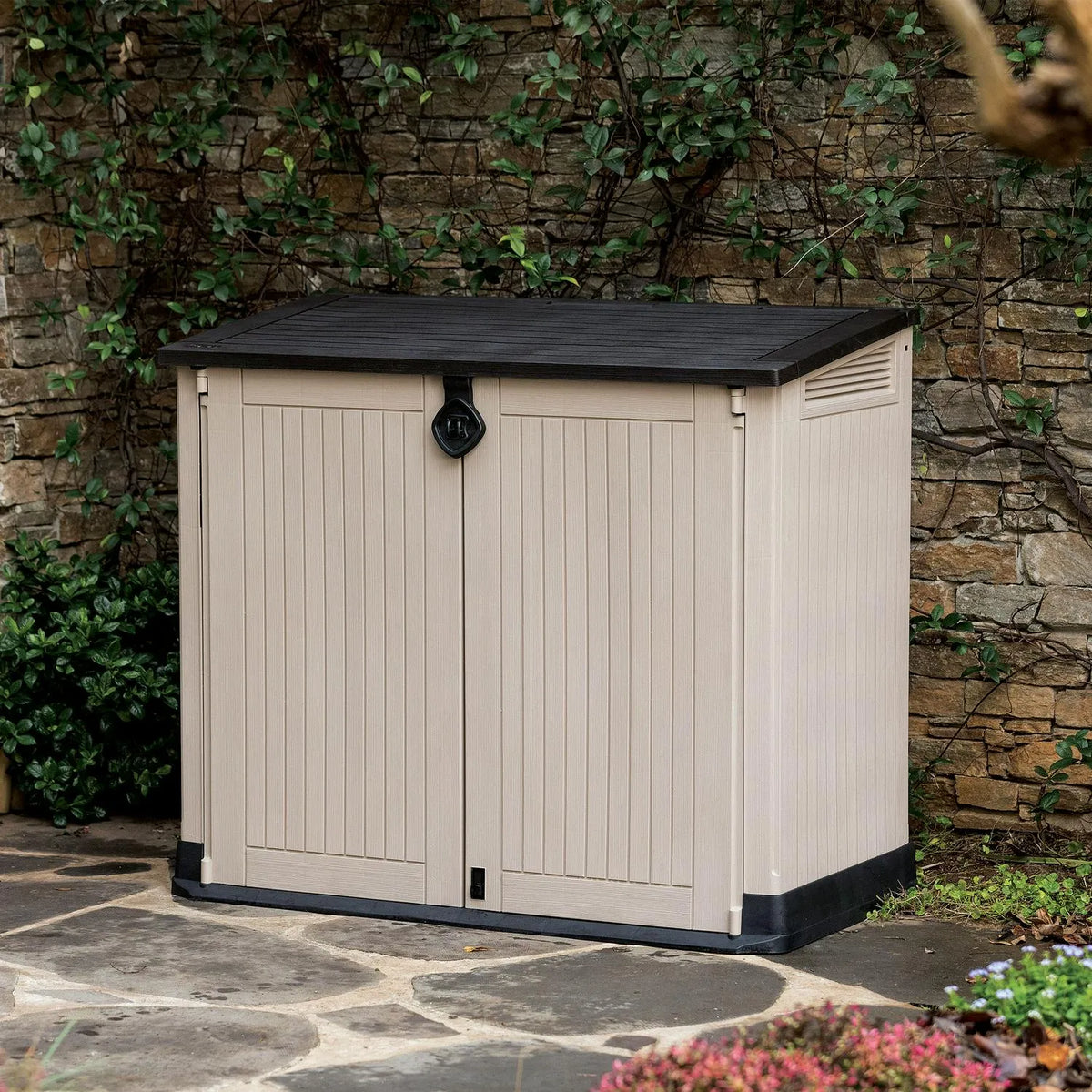 30 Cu. Ft. All-Weather Resin Storage Shed. Beige