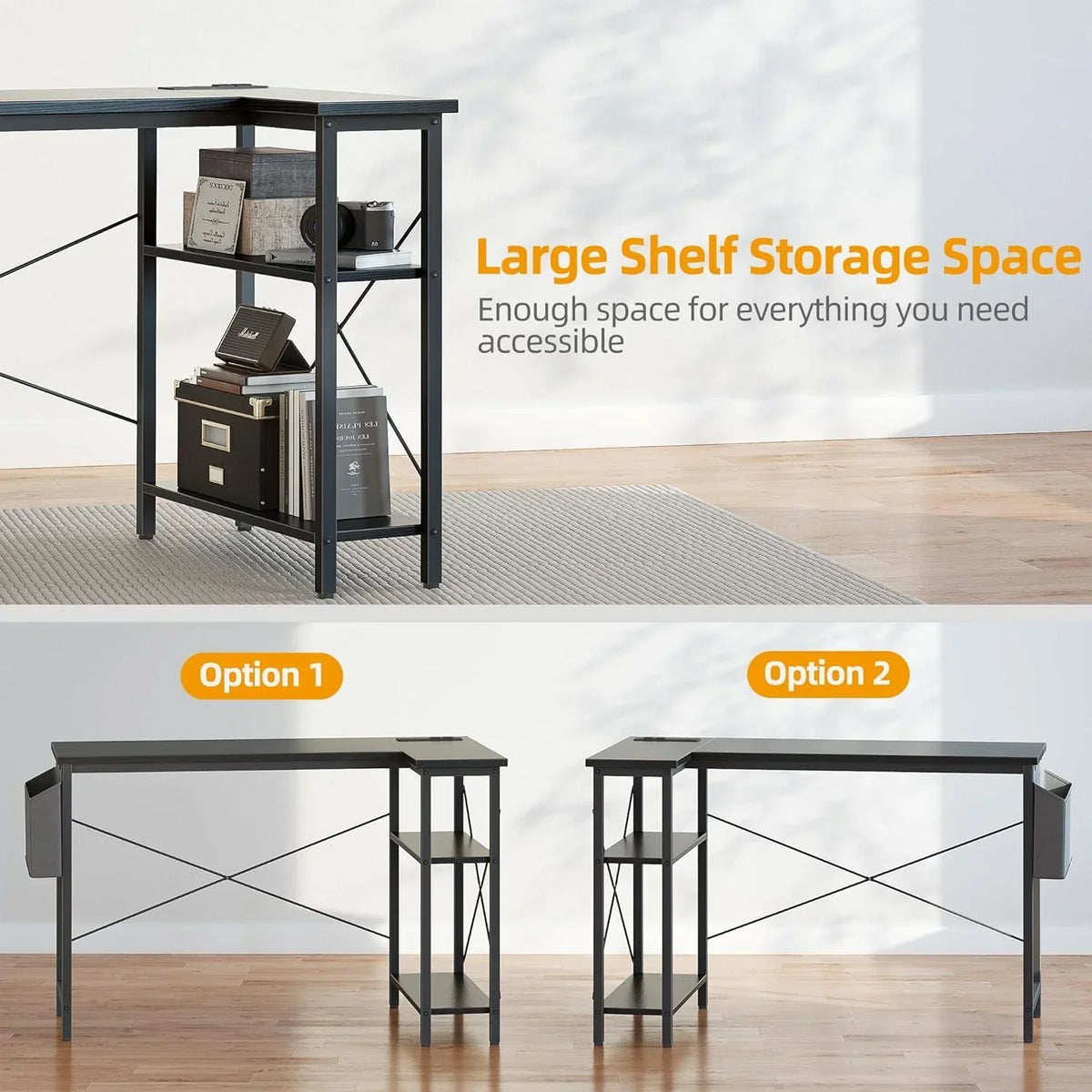 40 Inch L Shaped Computer Desk. Compact Corner Office Desk for Home Office. Study and Small Spaces