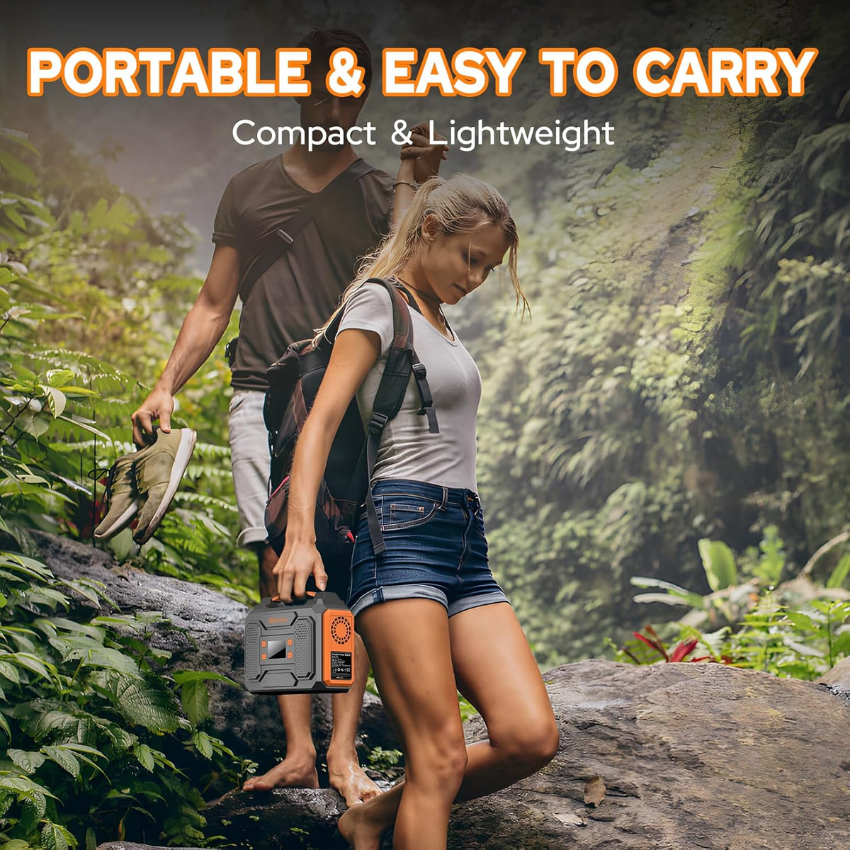 Solar Generator with Panel. 300W Portable Power Station with Solar Panel 40W. 110V Pure Sine Wave AC Outlet Electric Generator for Home Use Outdoor RV Camping