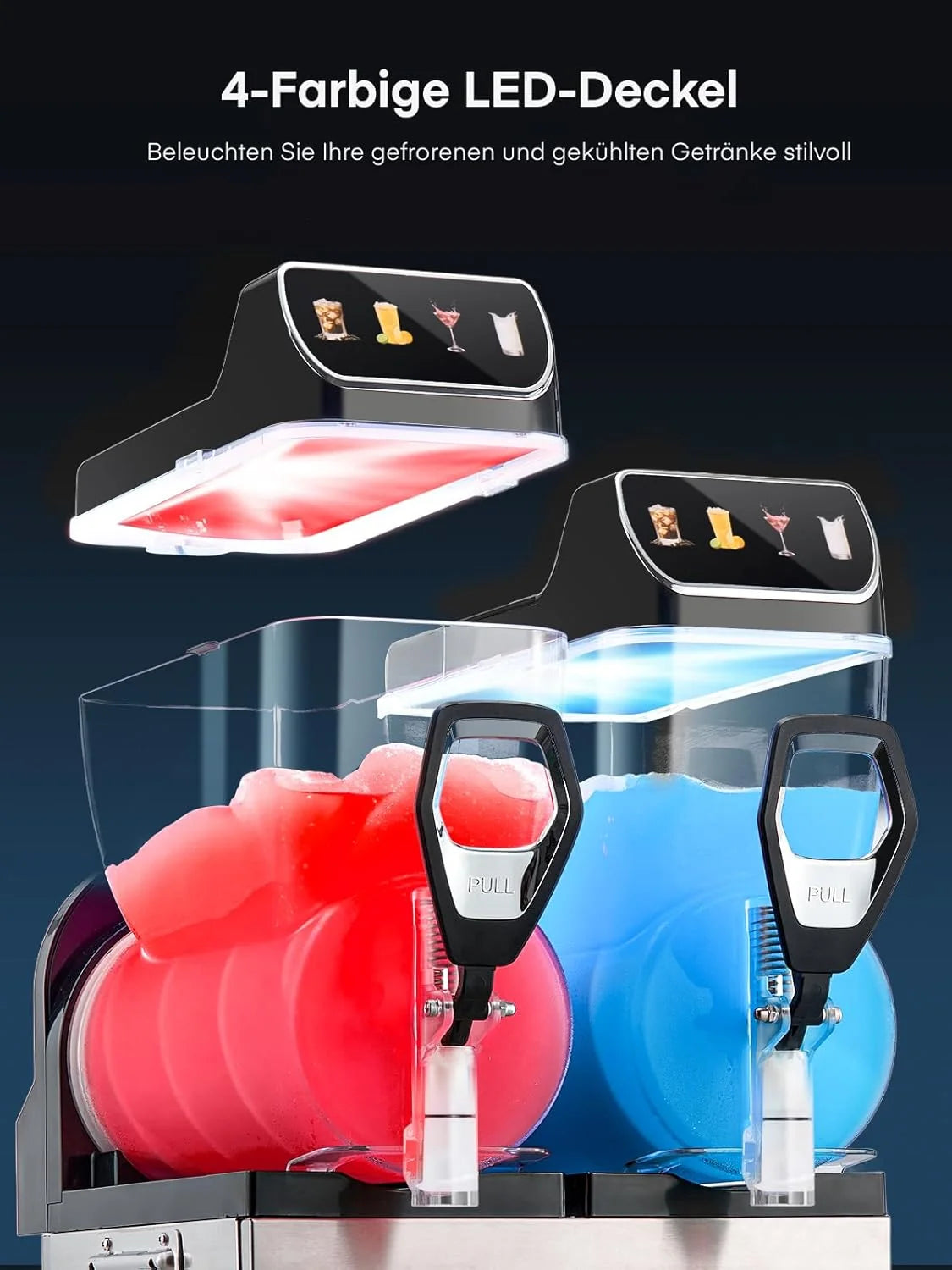 FOHERE Kommerzielle Slush Maschine. 30L Tanks Slush Eis Maschine.Unabhängige Tank Kontrolle. Slushie Maschine für Restaurants Café Bars Party