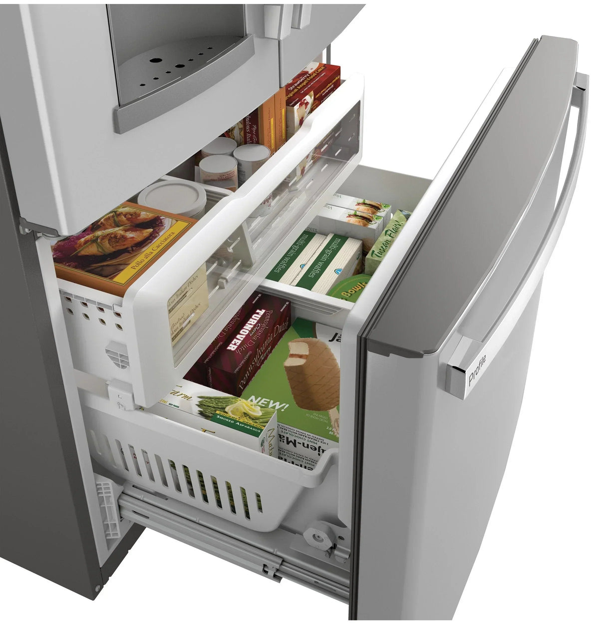 2025 Refrigerador French Door GE Profile Series ENERGY STAR de 27.7 pies cúbicos. resistente a huellas dactilares. con llenado automático manos libres