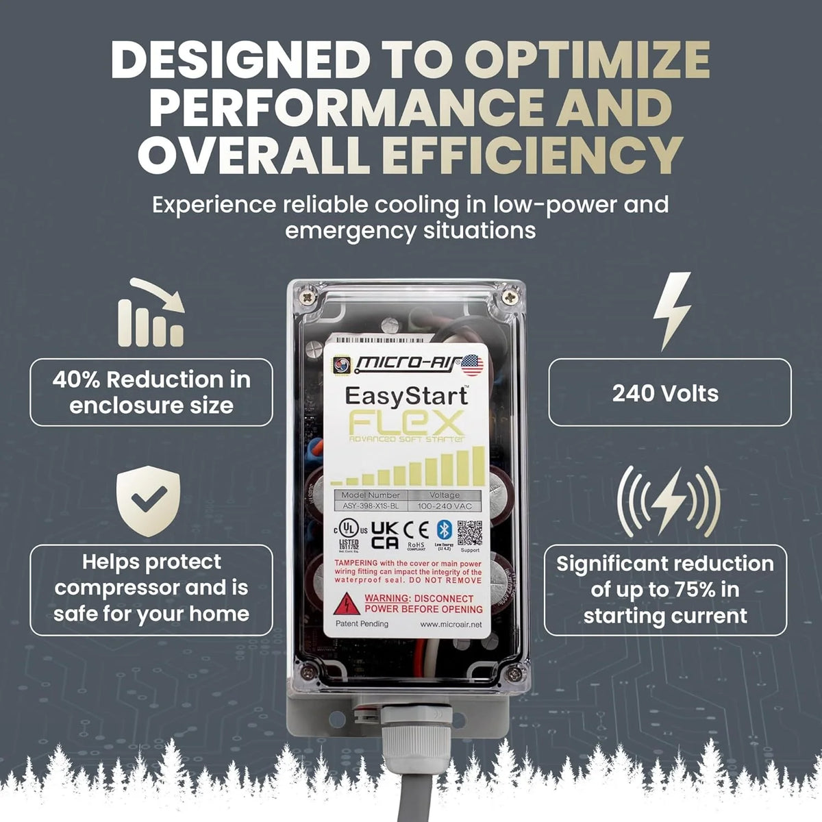 EasyStart FLEX 398 - Bluetooth Soft Start Kit for Home Air Conditioner. RV & Commercial Use. Works with Generators. Reduces Power Surge. Efficient Start-Up - Up to 6 Tons w/Installation Kit