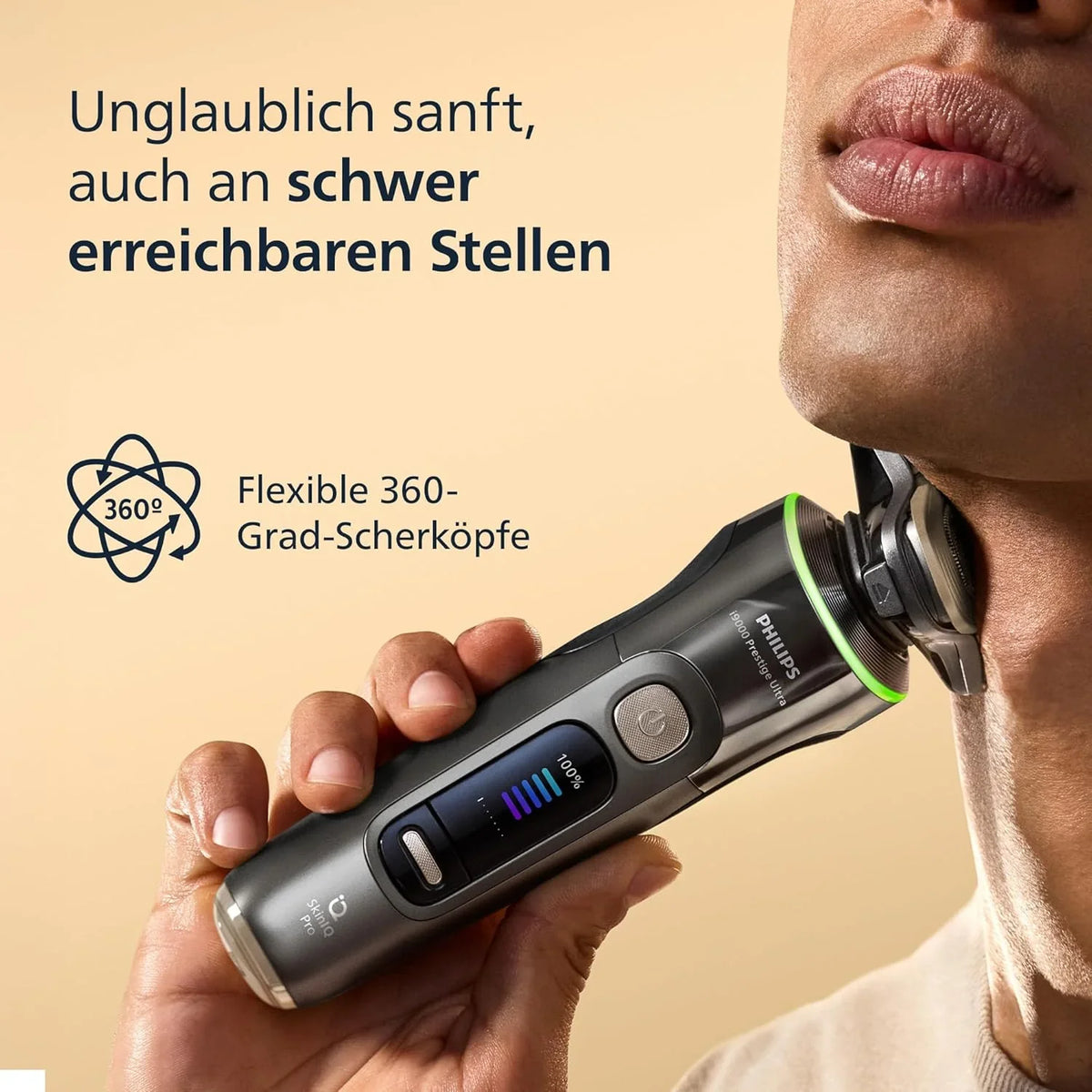 Rasierer i9000 Prestige Ultra. Nass- und Trockenrasierer für Herren. adriatic. Druck- und Bewegungssensor. 5+1 Bartstyler. Reinigungsstation. UV-