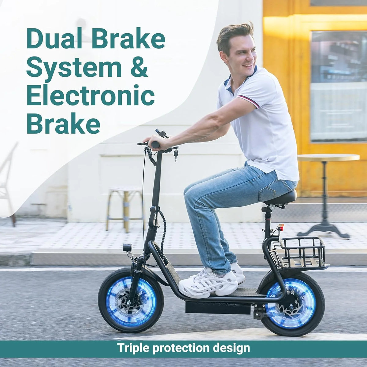 Electric Scooter Adults.Max 19/27/49 Miles Ranges.Top Speed 19/22 mph.350/750W Peak Motor. Folding E-Scooter with Dual Braking Dual Suspension