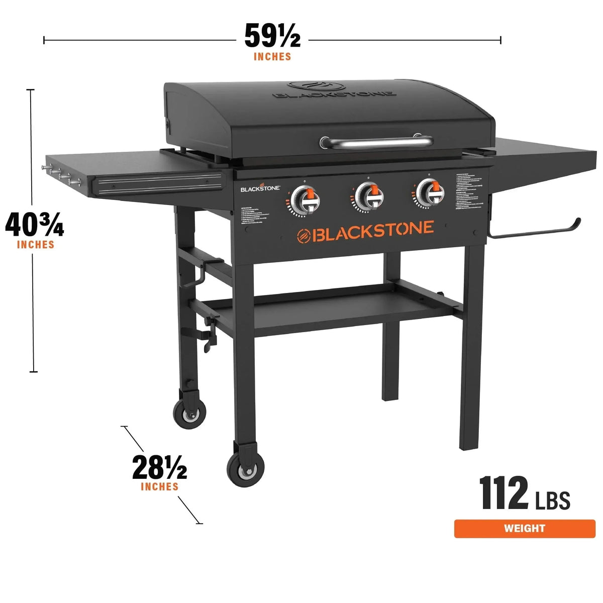 28-Inch XL 3-Burner Griddle with Hood. Black