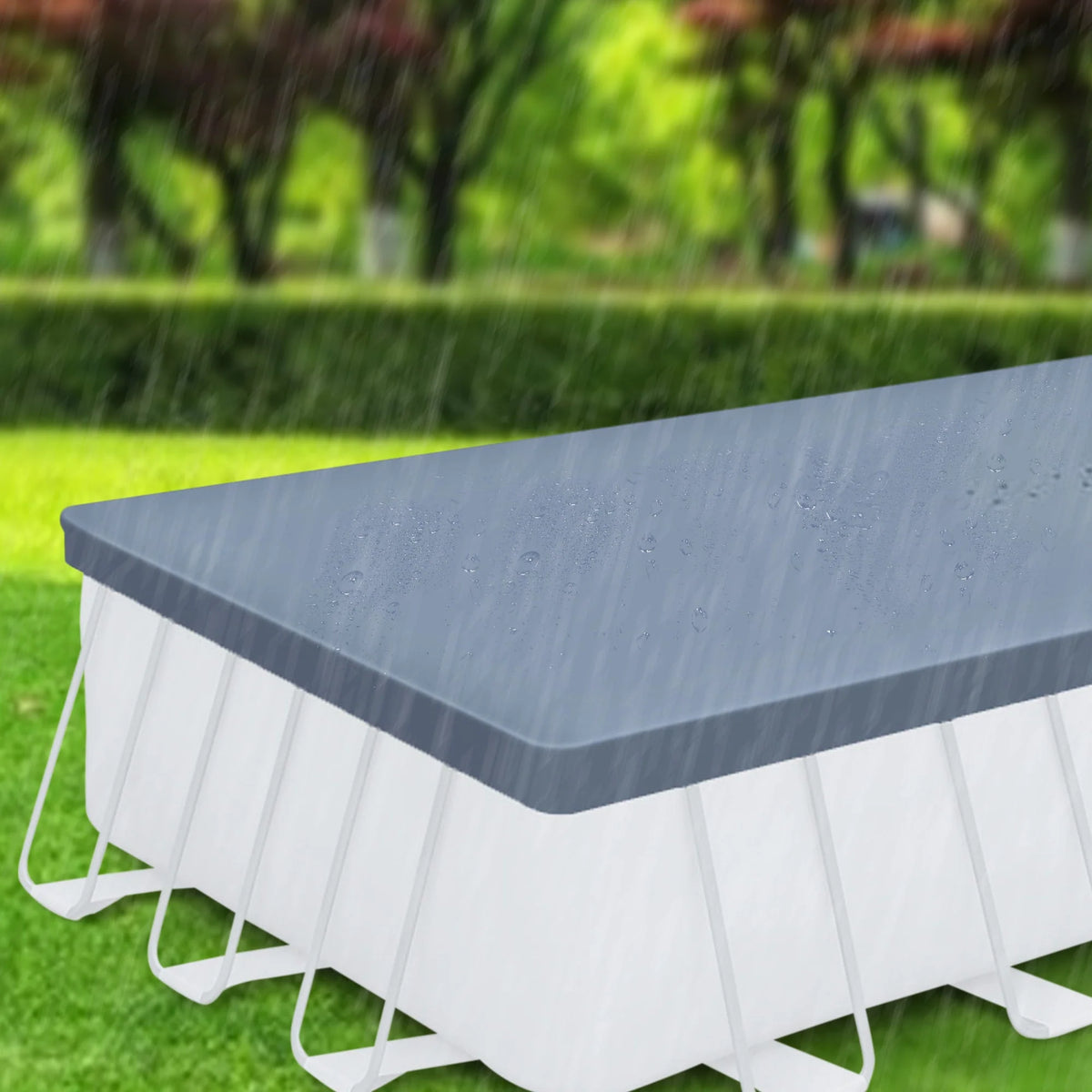 24 Durable Rectangular Pool Cover – Gray. for Oasis & Activity Pools