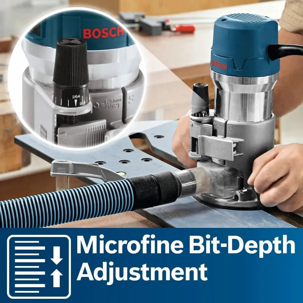 12-Amp 2.25 HP Wood Router Combo Kit with Plunge Router. Fixed Base and Variable Speed