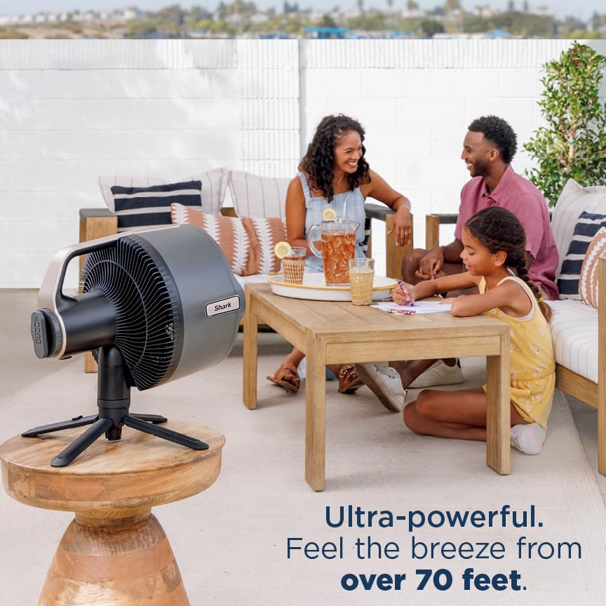 Shark FlexBreeze Pro Nebelventilator – Indoor & Outdoor. Integriertes Nebel. Sockel auf Tischplatte. kabelgebunden oder kabellos. bis zu 24 Stunden