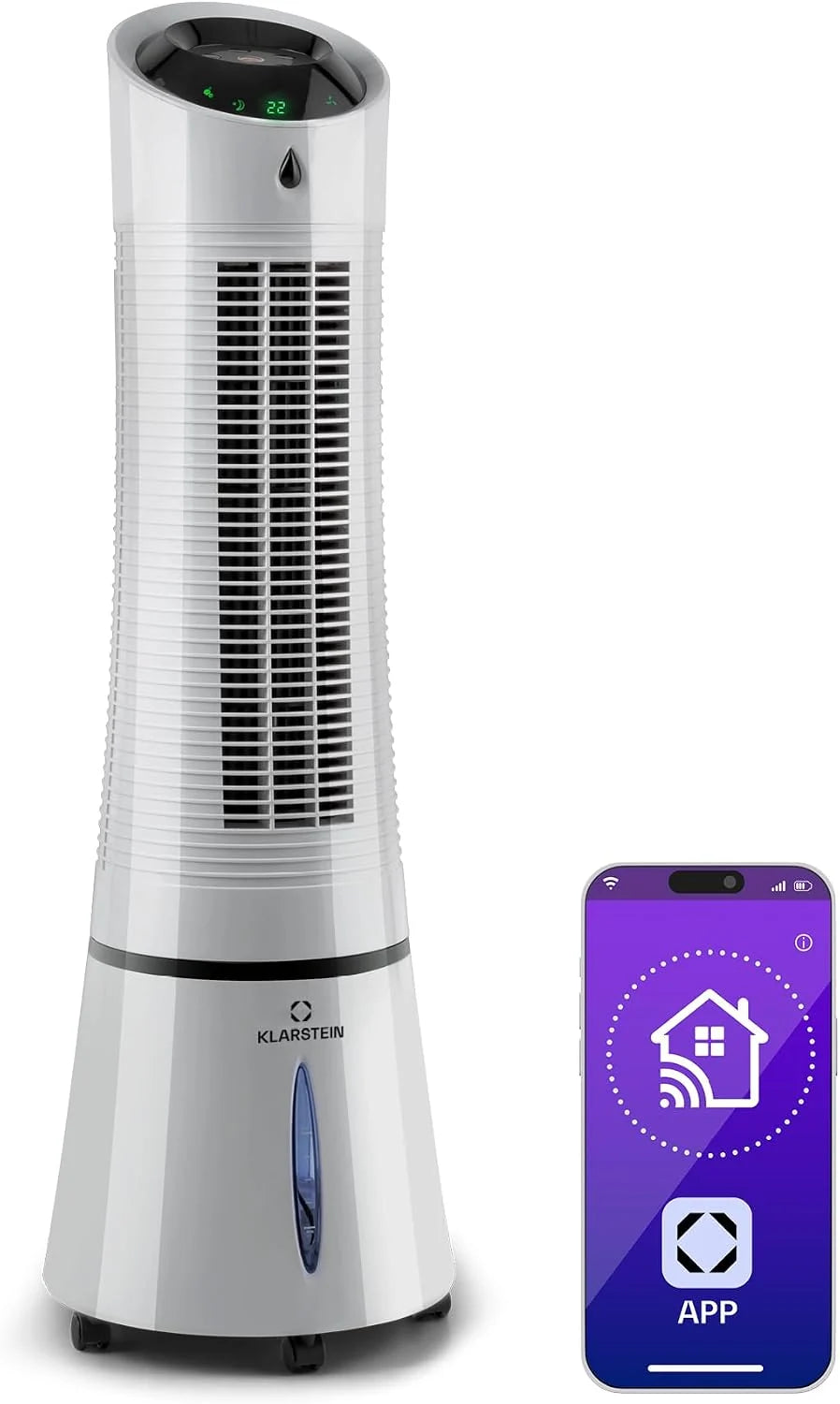 Klarstein 4-in-1: Smart Luftkühler. Ventilator. Luftbefeuchter & Ionisation I 6 L Wassertank. Oszillation. 30 W. 210 m³/h. Timer I Klimagerät ohne