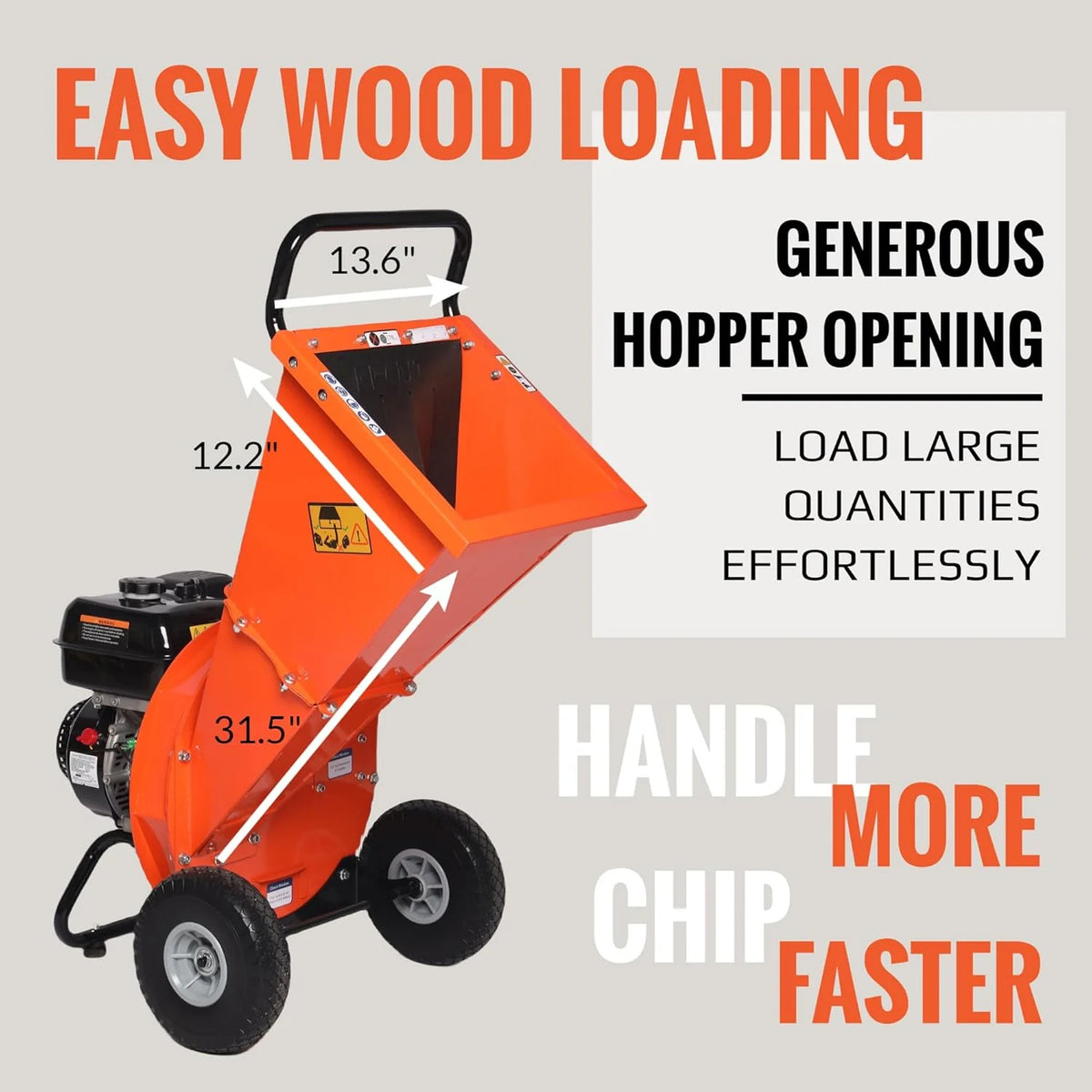 C40 Wood Chipper 4 inch Max Diameter Capacity 9 HP 274cc Gas Powered Engine Heavy Duty Shredder Mulcher