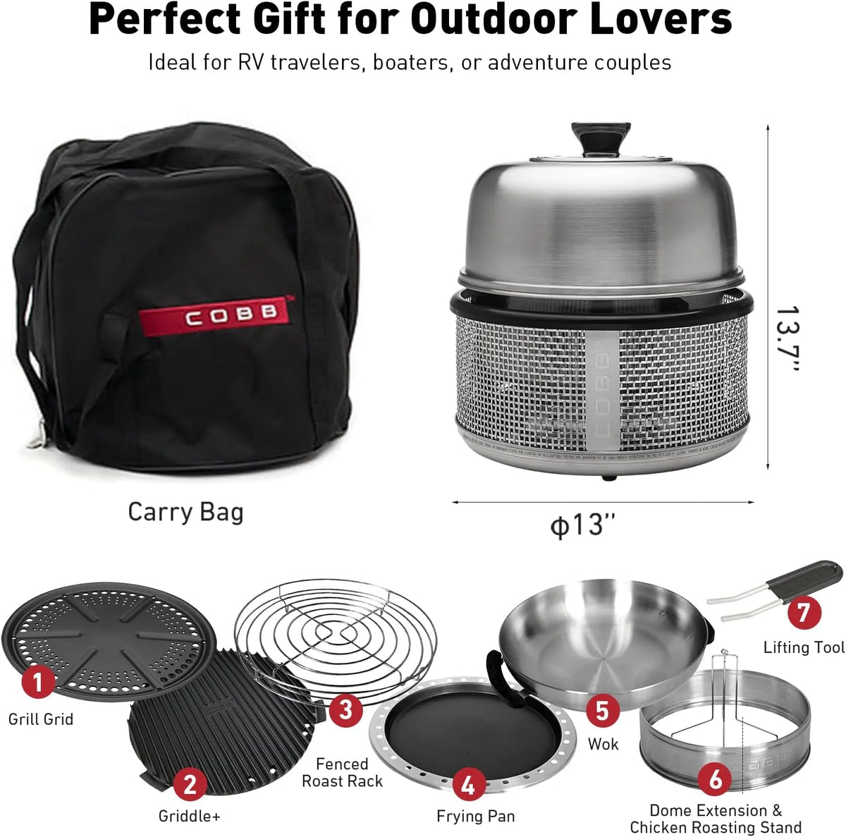 Stainless steel non-smoking portable tabletop charcoal grill with a frying pan. an outdoor barbecue grill with 10 functions. suitable for camping. boats and RVs. is the perfect combination for an outdoor kitchen (fully equipped)