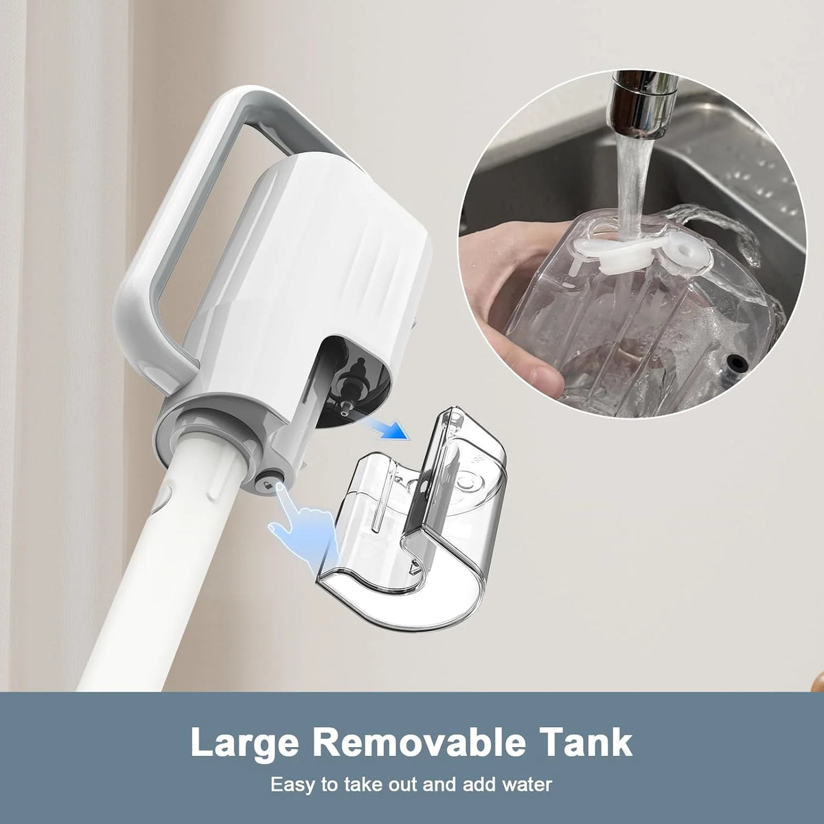 Steam Cleaner. 6 in1 Rotated Steam Mop Cleaner with 2 Modes. 2 Microfiber Pads. 400ML Removable Tank. 23FT Power Cable. Detachable Steam Mops for Floor. Laminate Floor. Tiles Cleaning (Light Blue)
