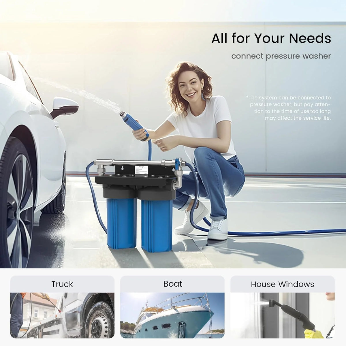 Spotless Car Wash System with Resin. Deionized Water System. Spot Free. Works for All Vehicles. RV. Motorcycles. Windows. Boats. Planes and More. No Towel Drying.