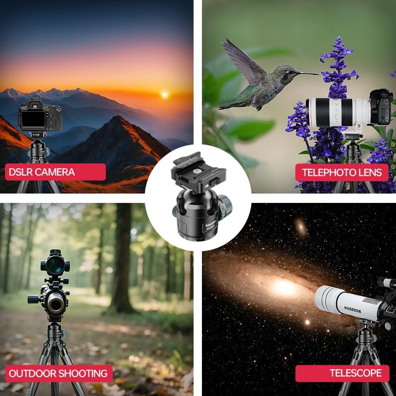 Hunting tripod. equipped with 44mm ball head and Aka Swiss and Picatinny adapters. 62.2-inch heavy-duty stable tripod. suitable for shooting. hunting and outdoor activities