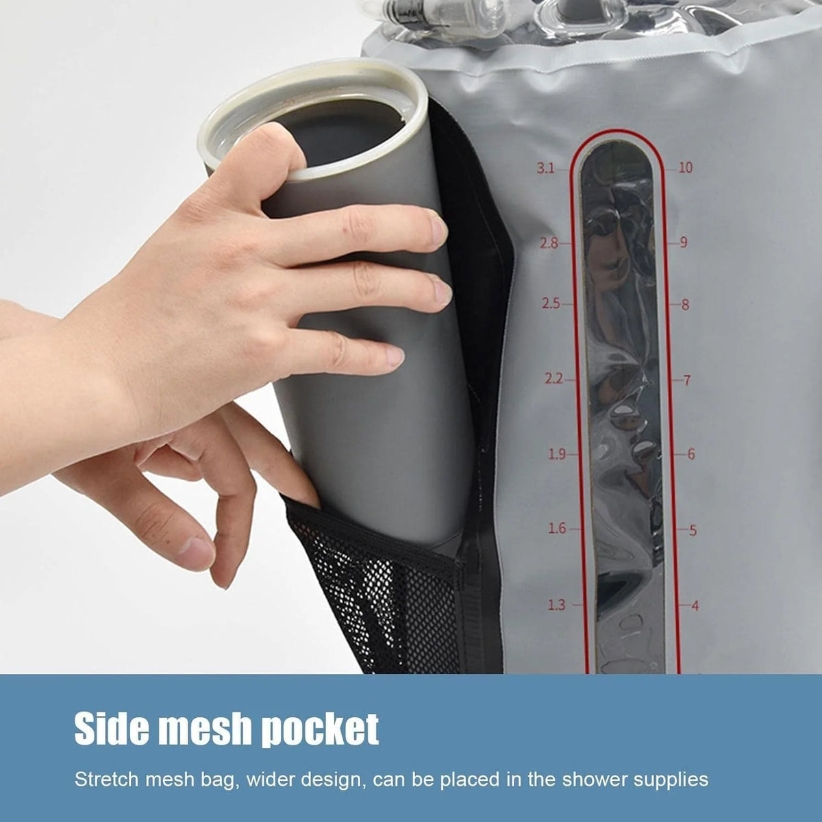 Outdoor sports water bag. portable solar shower set. with pressure foot pump. foldable travel water storage device. suitable for camping. beaches. travel and activities.