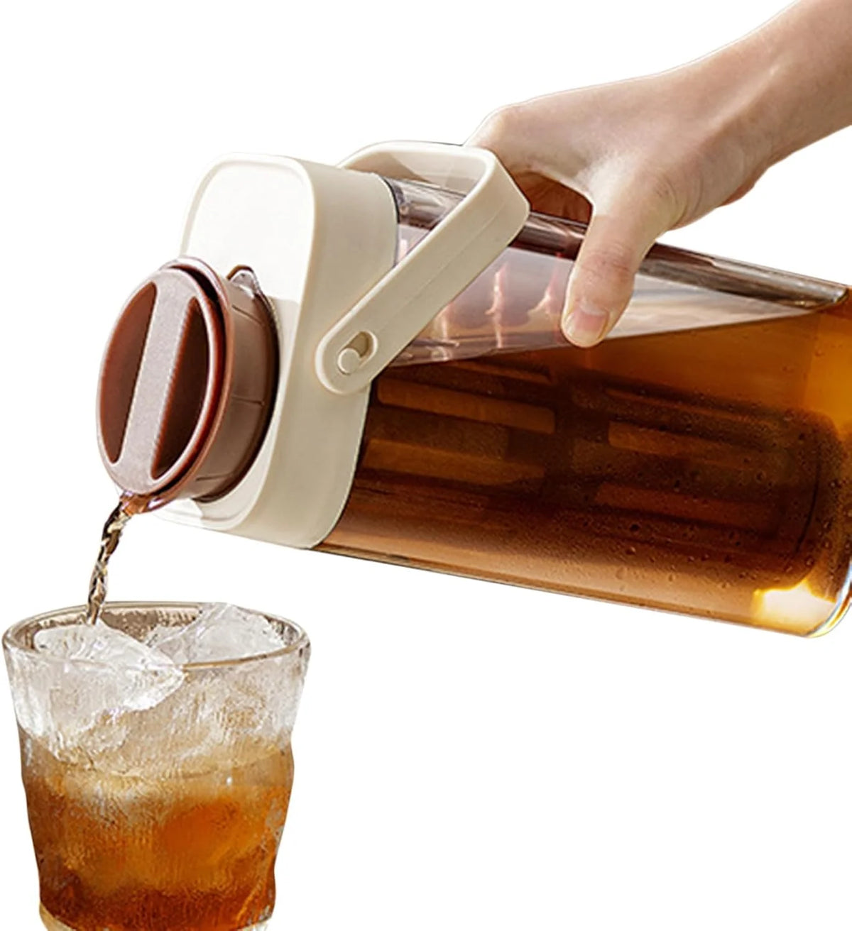 Iced Tea Pitcher. Tea Beverage Container. Leak Proof Dispenser with Transparent and Large Capacity Design for Outdoor Picnics. Parties. or Barbecues. 1 Piece