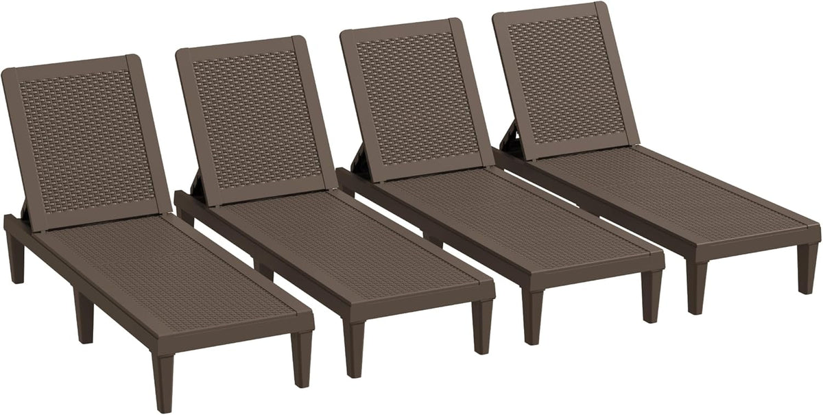 Outdoor Chaise Lounge Chair Set of 2 for Patio Poolside. Waterproof & Adjustable & Easy Assembly Sun Lounger for Outside Deck. Pool. Beach. Black