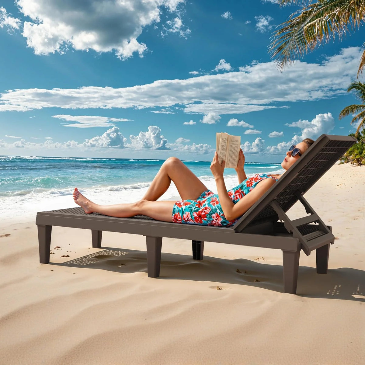 Outdoor Chaise Lounge Chair Set of 2 for Patio Poolside. Waterproof & Adjustable & Easy Assembly Sun Lounger for Outside Deck. Pool. Beach. Black