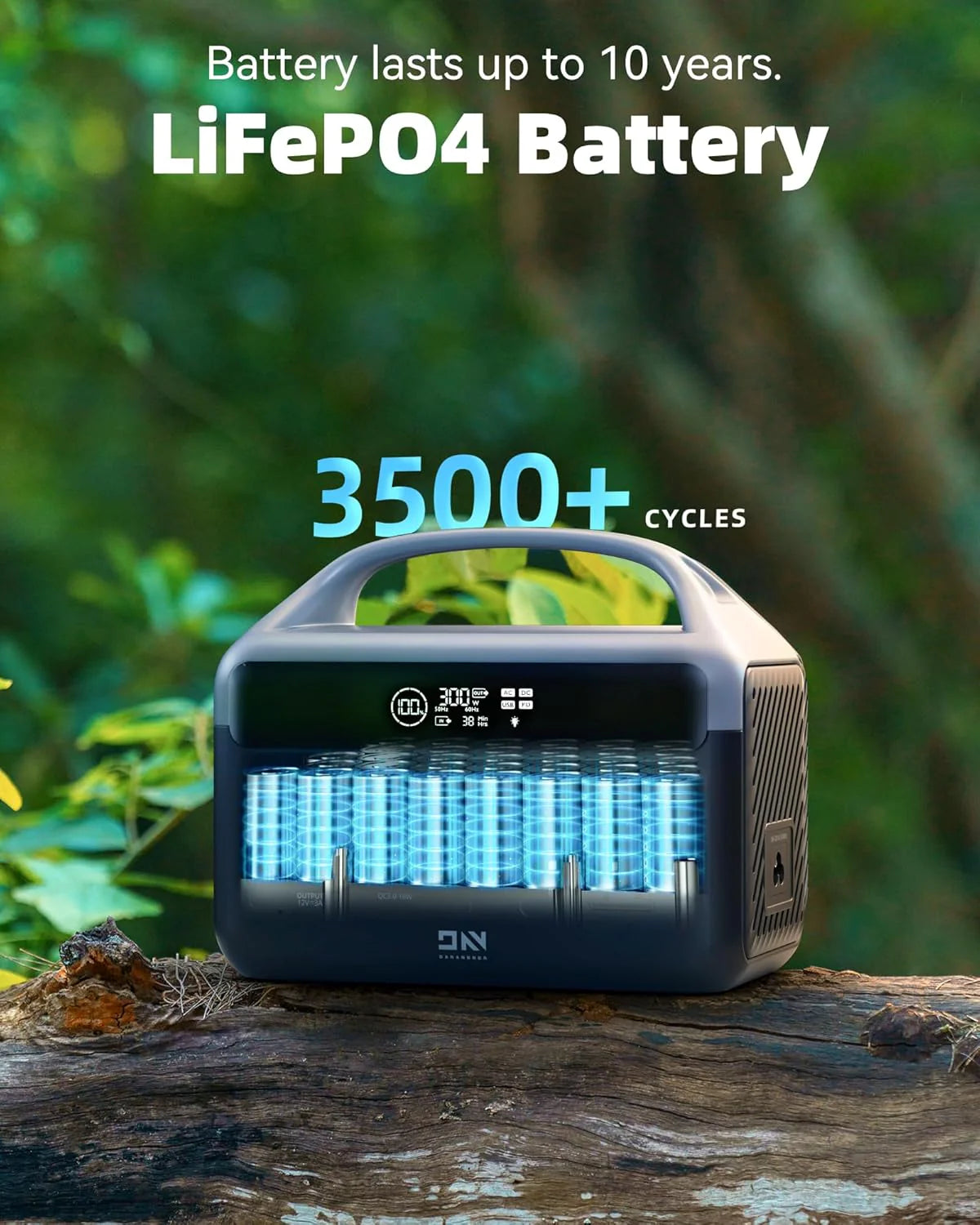 Portable Power Station 56000mAh. 179.2Wh LiFePO4 Battery Backup w/ 2 300W (Peak 600W) AC Outlets. 1.5hrs Fast Charging. Power Bank for Hurricane Emergency/Outdoor Camping/RVs/Home Use