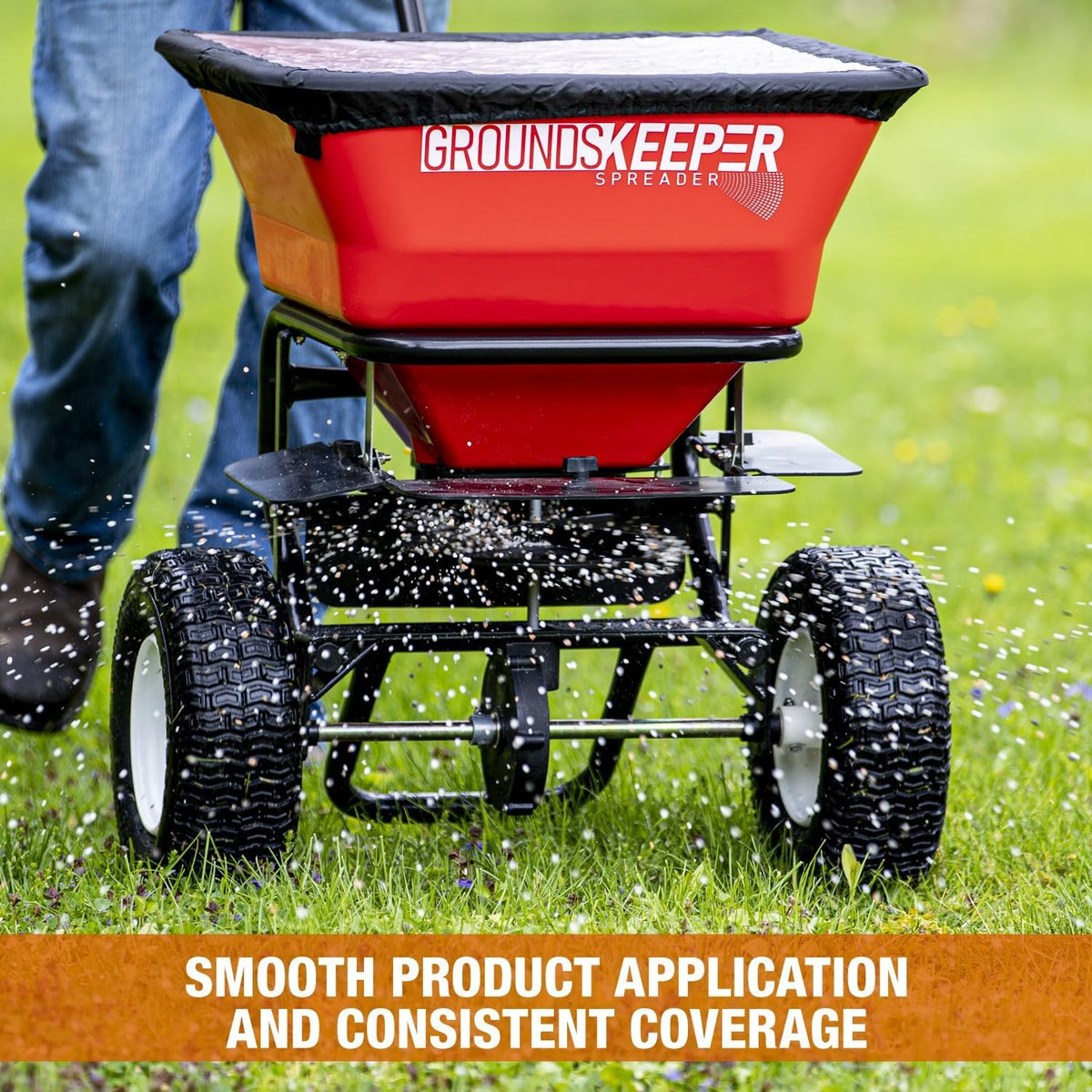 100-Lb. Walk-Behind Push Spreader for Grass Seed. Salt. De-Icer and Fertilizer