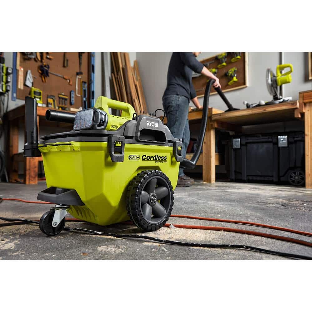 18V Cordless 6-Gallon Wet/Dry Vacuum Kit with 4.0Ah Battery. Charger and Accessories