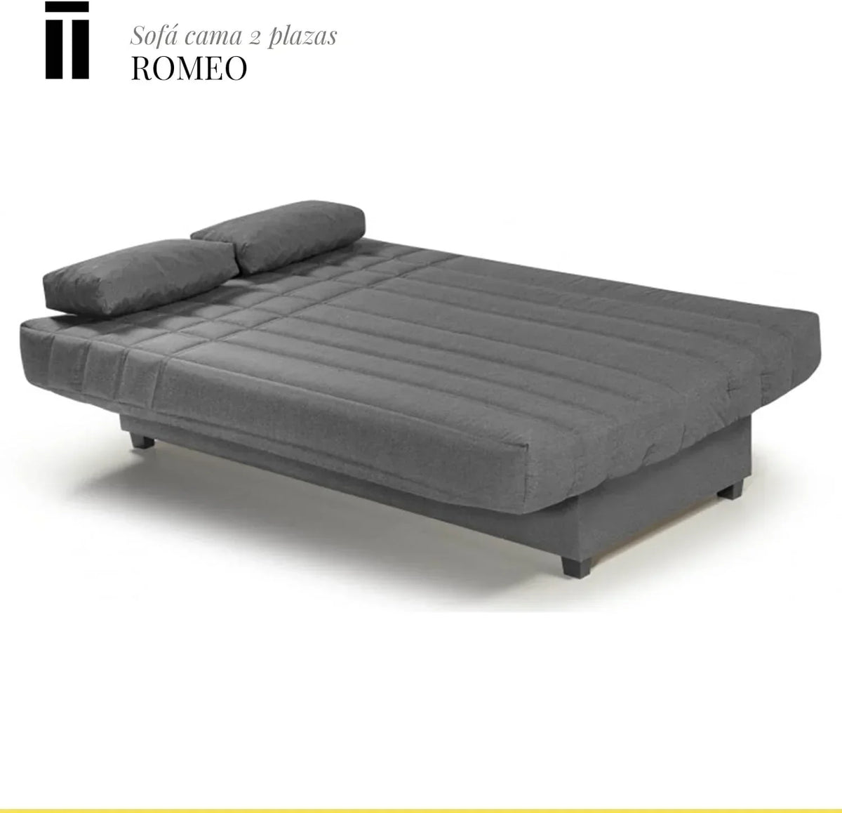 SHIITO - Sofá Cama de 3 Plazas con Arcón Interior - 100 x 193 x 100 cm - Modelo Romeo - con Apertura Clic-Clac - Incluye 2 Cojines - Color Gris Oscuro