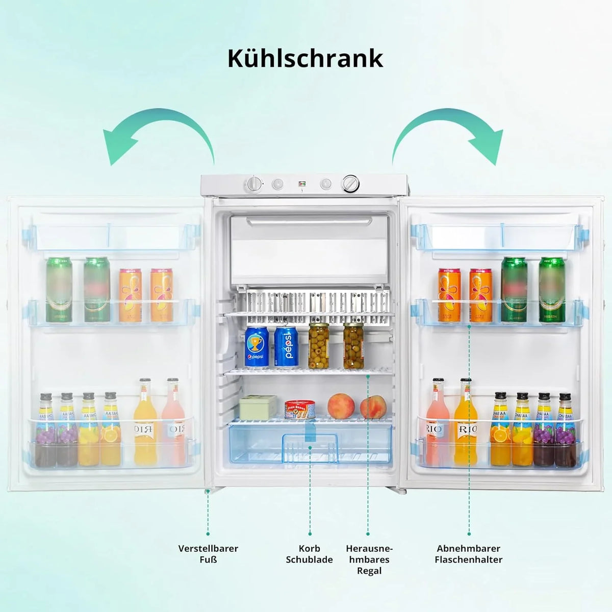 SMETA Gaskühlschrank Gefrierschrank 12V/230V/Gas. Kühlschrank Mit Gefrierfach 100L. Leiser Kombikühlschrank Für Camping. Zuhause. Wohnwagen. Garage.