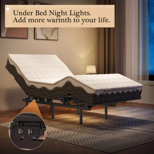 Adjustable Bed Frame -Wireless Remote -Memory Function -Adjustable Bed Base -Head and Foot Lift Incline -Zero Gravity -Quiet Motorfor Lying Down.