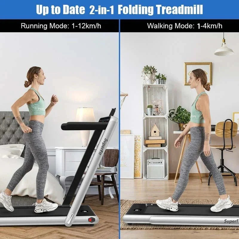 2-in-1 Folding Electric Treadmill. 2.25 HP. Under-Desk. with Dual Display and Smart App Control