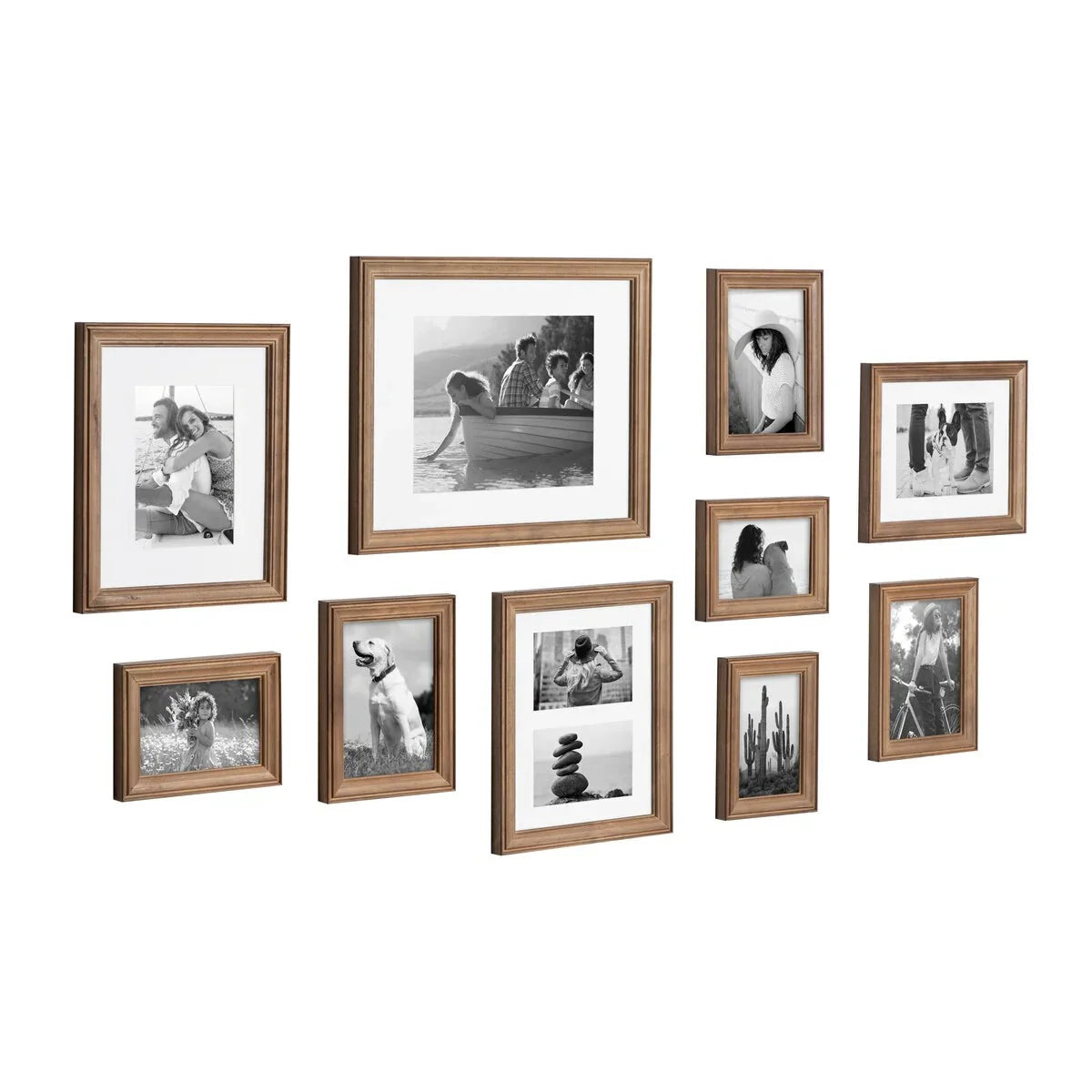 10-Piece Wood Gallery Wall Picture Frame Set. Decorative Photo Display Frames for Living Room. Bedroom and Home Decor