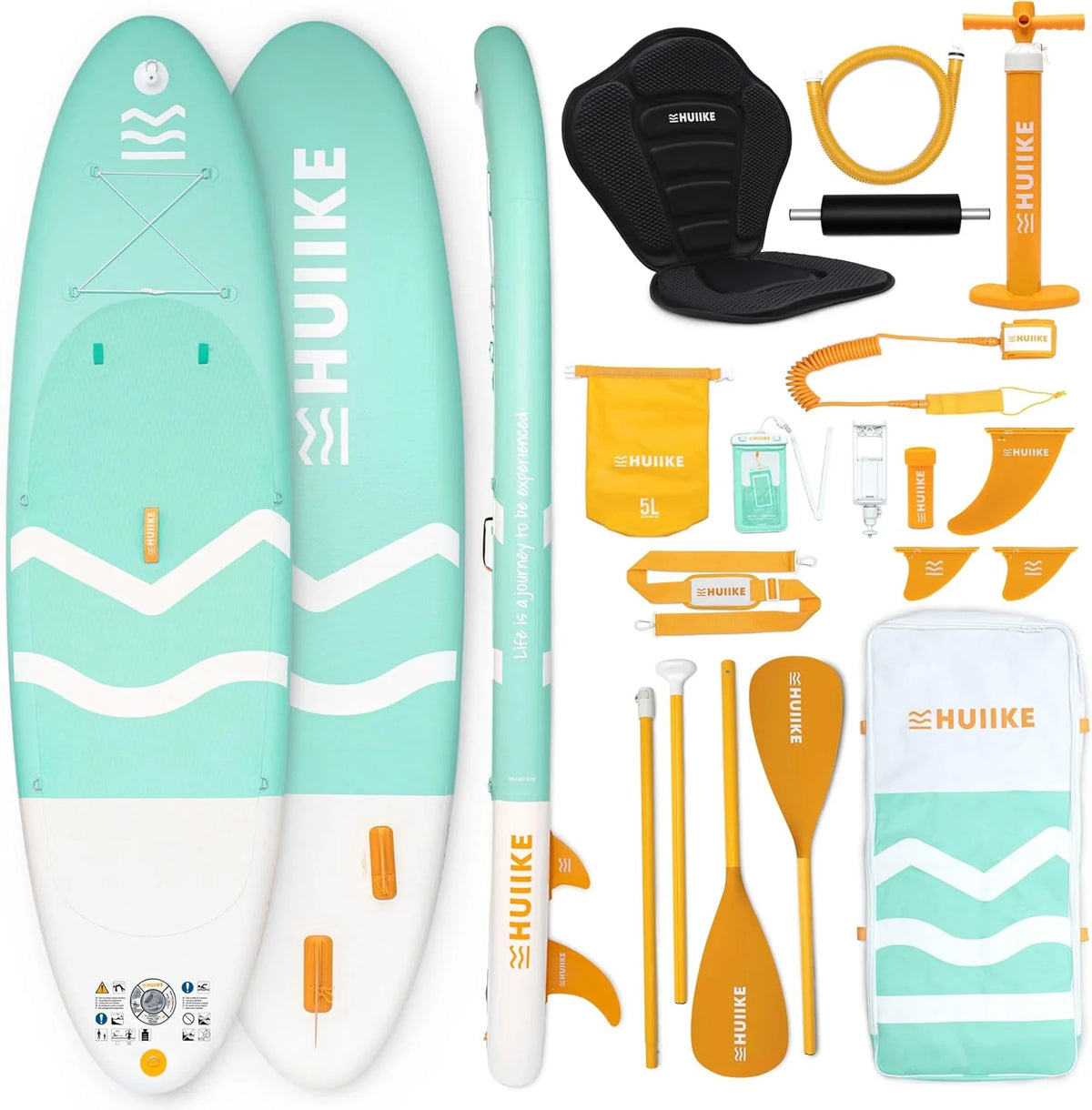 HUIIKE Inflatable Paddle Board for Adults with Accessories Included. Oar. Fins. Pump. Stand Up Paddleboard Great Stability and Resistance. 10' x 33 x