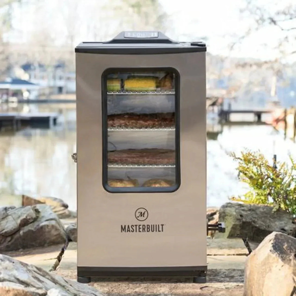 40-Inch Bluetooth Digital Electric Smoker. Stainless Steel
