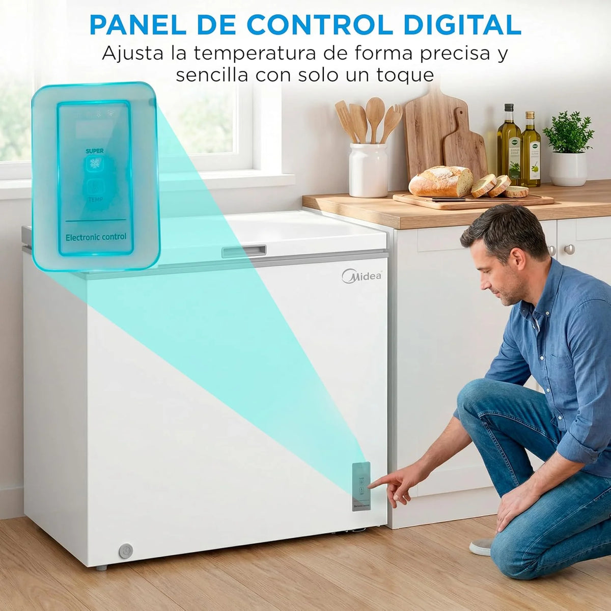MIDEA Arcon Congelador Pequeño de 293L | Congelador Horizontal Convertible a Frigorífico con Motor Inverter. Control Electrónico de Temperatura.