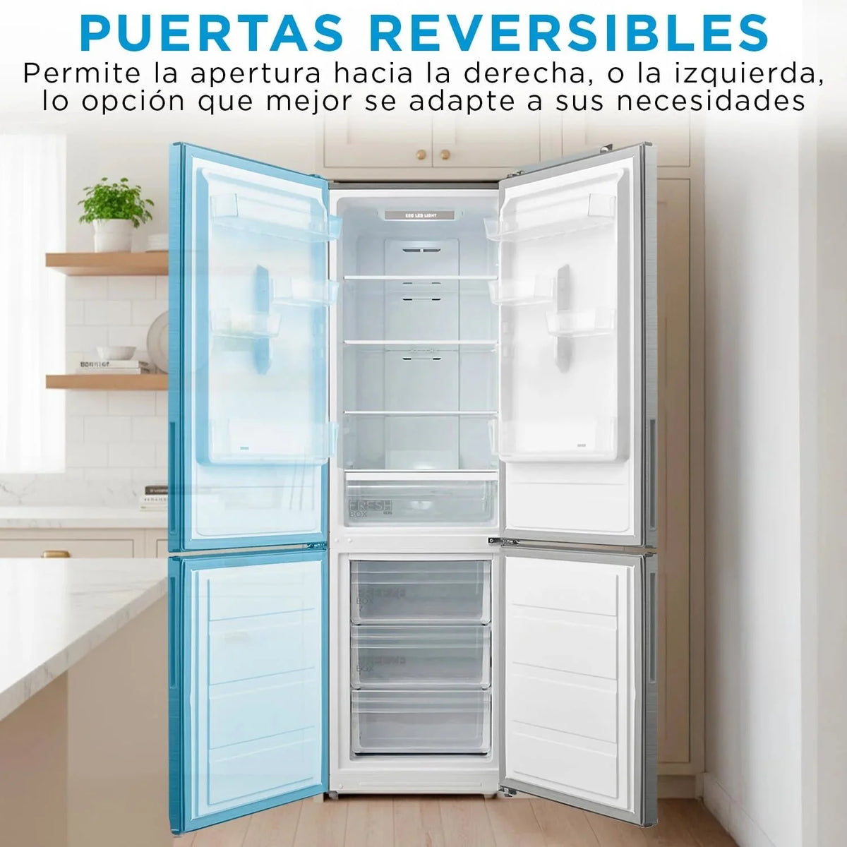 Midea Frigorífico Combi No Frost | 60 cm ancho x 188 alto cm | Inox | Nevera libre instalación 224 L + 86 L Congelador - Refrigerador de bajo consumo