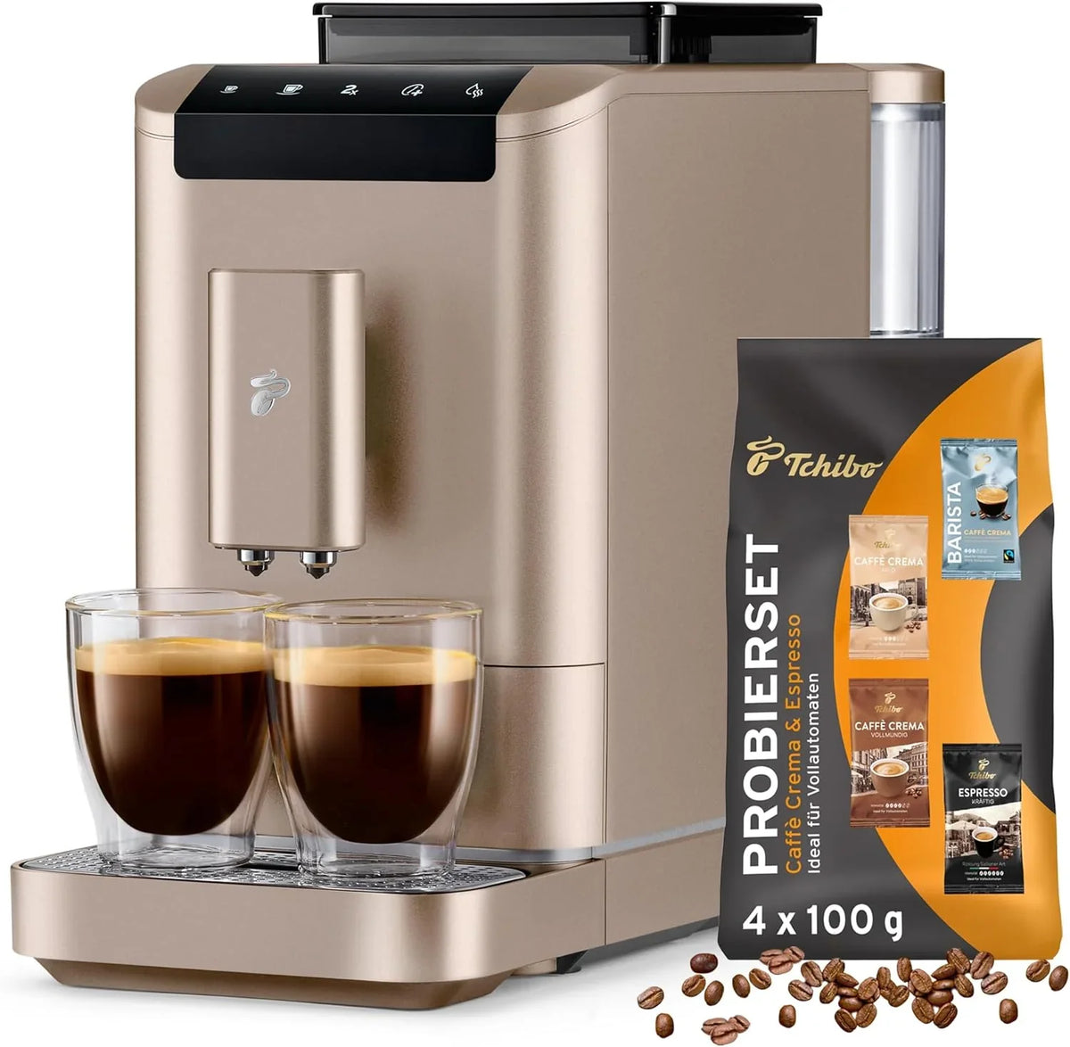 Tchibo Kaffeevollautomat Esperto2 Caffè mit 2-Tassen-Funktion für Caffè Crema und Espresso. Granite Black - INKLUSIVE Kaffeeprobierset GRATIS