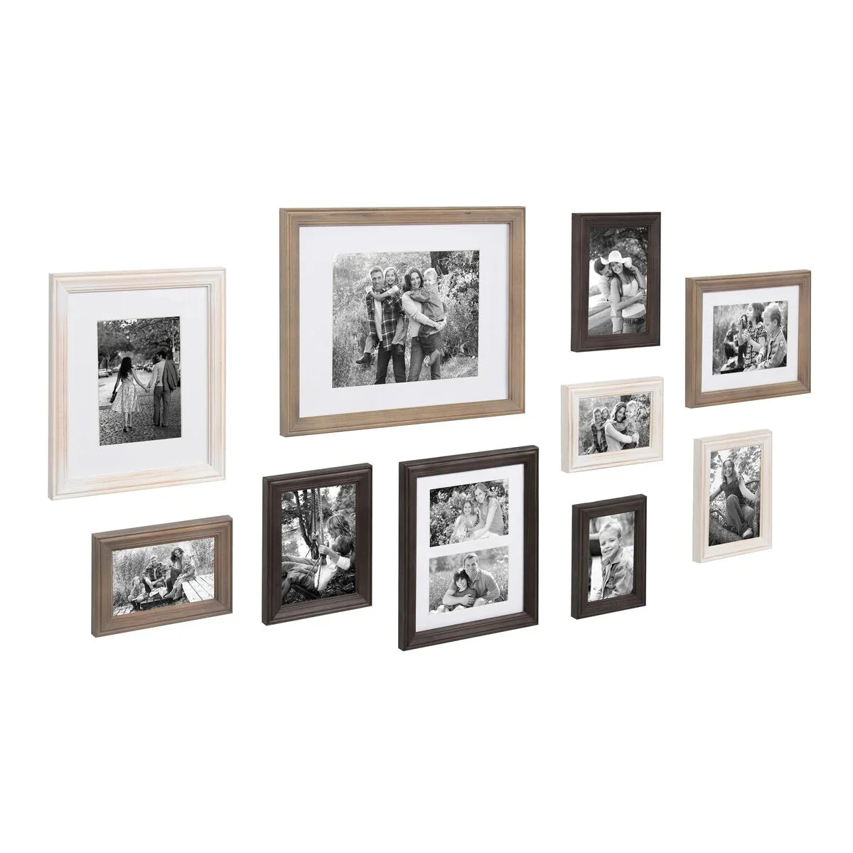10-Piece Wood Gallery Wall Picture Frame Set. Decorative Photo Display Frames for Living Room. Bedroom and Home Decor