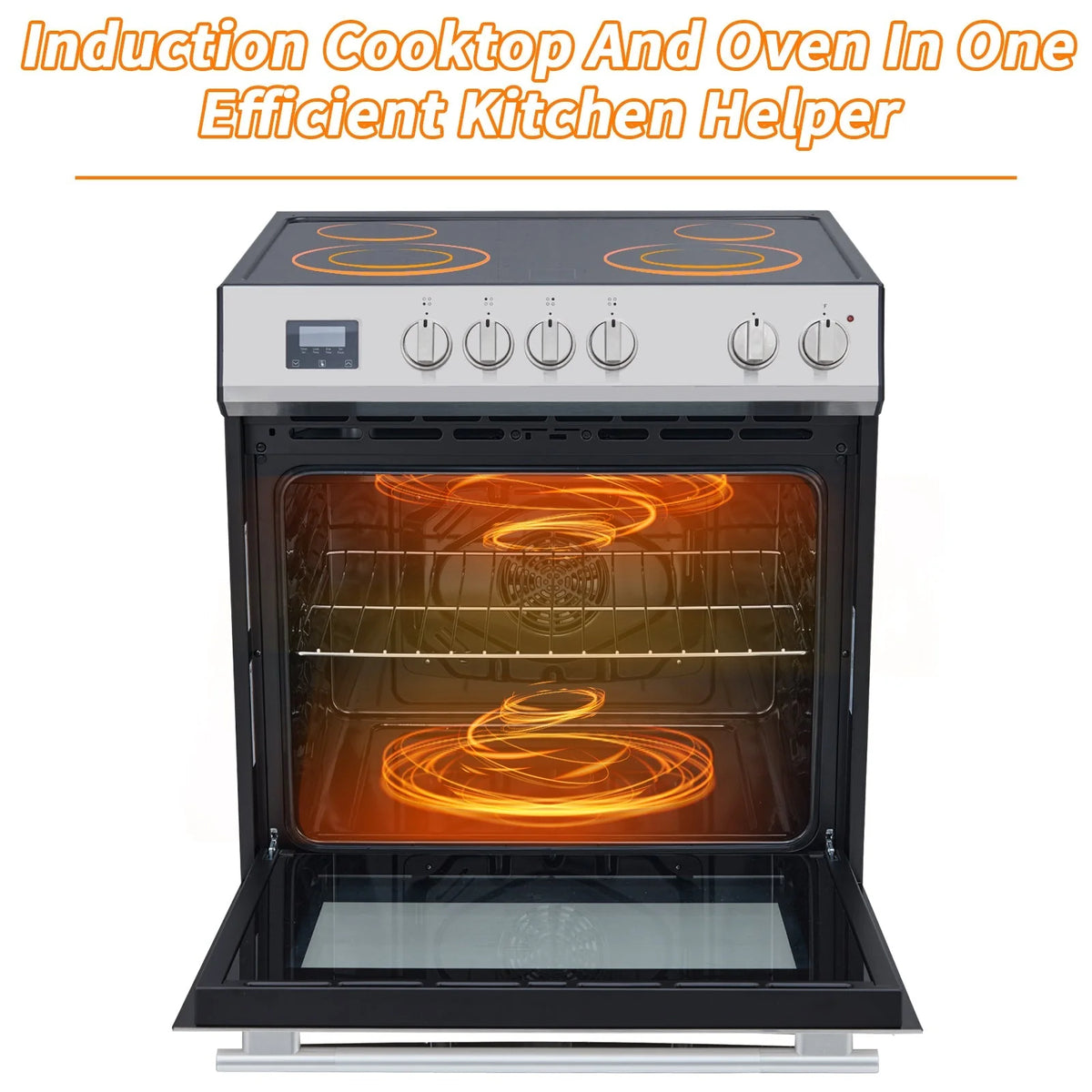 5.0 Cu. Ft. Freestanding Electric Range with Front Controls and 5 Cooktop Elements. Stainless Steel