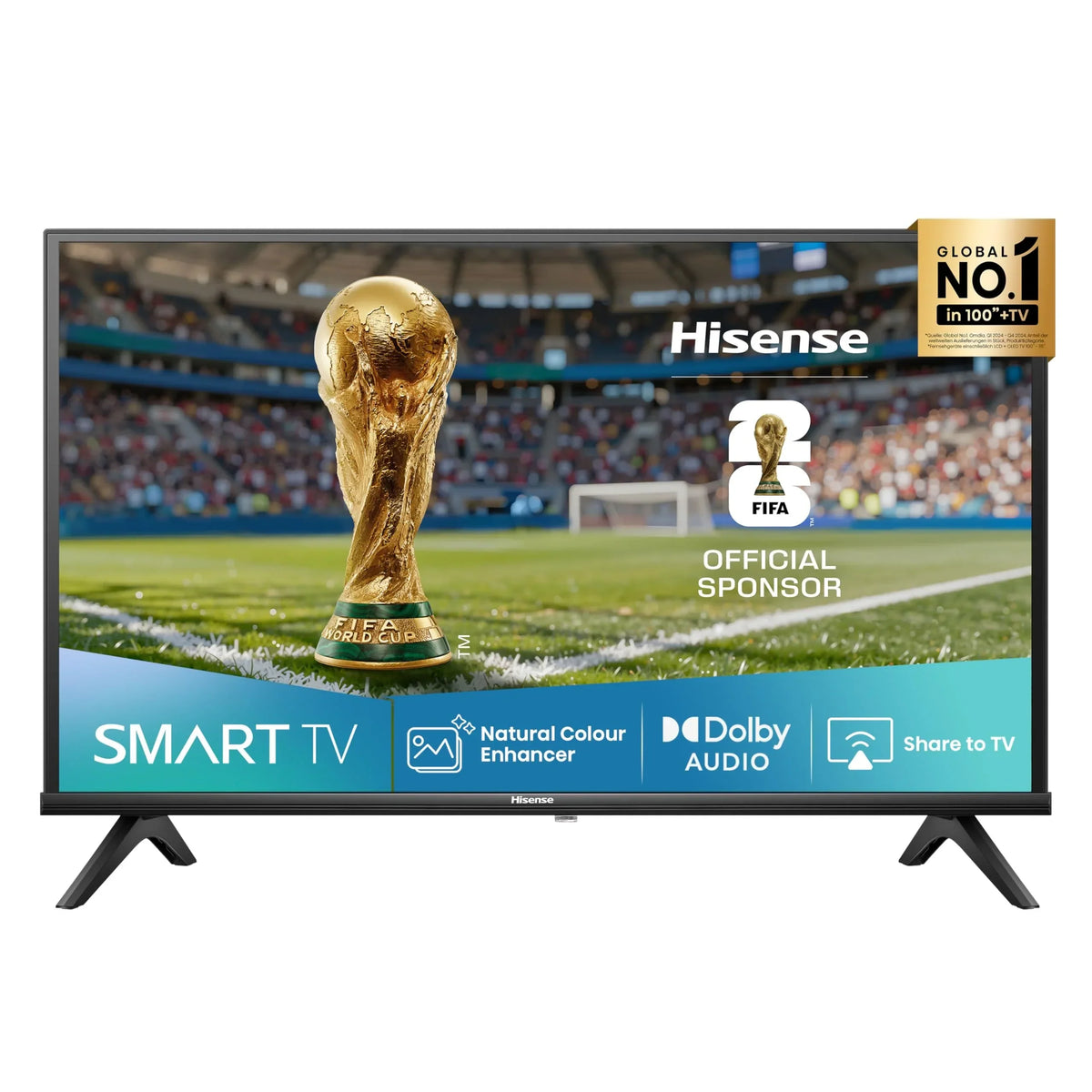 Hisense 40E4QT Fehrnseher. 40 Zoll. DLED. Smart TV. Game Mode. AI Sports Mode. Dolby Audio. Dolby MS12. DTS Virtual X. HDR10. HLG. Full HD. High