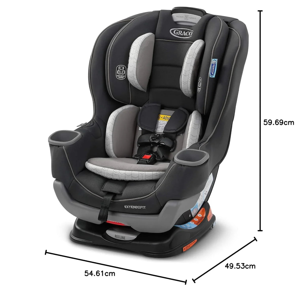 Extend2Fit Convertible Baby Car Seat. Rear and Forward Facing. Adjustable Extension Panel for Extra Legroom. Gotham