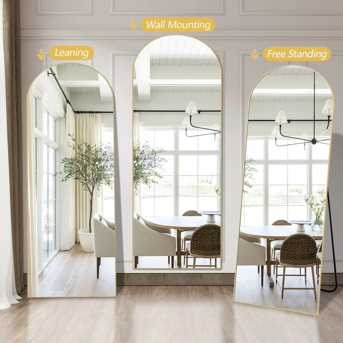 64x21 Full Length Floor Mirror. Large Full Body Aluminum Alloy Frame Standing Mirror with Stand and Wall Mount Option