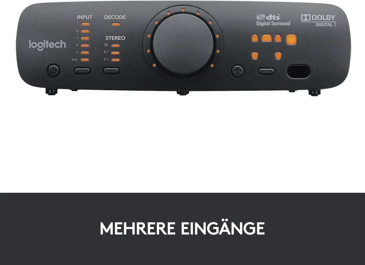 Logitech Z906 5.1 Sound System. Lautsprecher mit 1000 Watt Surround Sound. THX. Mehrere Audio-Eingänge. Fernbedienung. EU Stecker. PC/PS4/Xbox/Stereo-