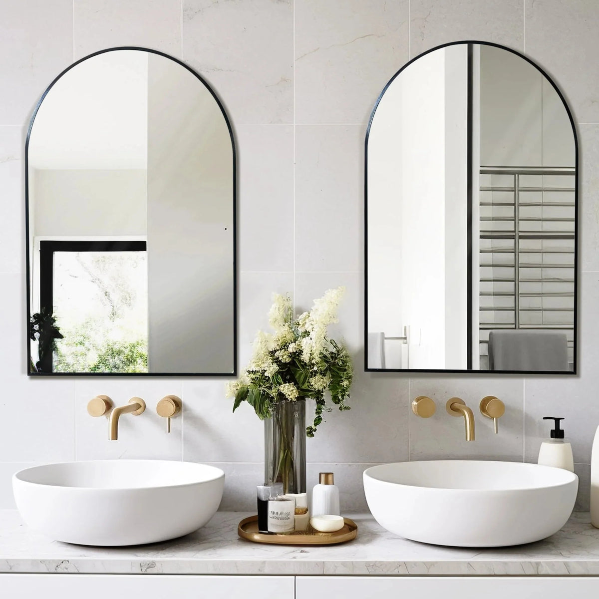 2 Pack 36x24 Inch Arched Bathroom Vanity Mirrors. Wall Mounted Decorative Mirrors for Bathroom and Bedroom