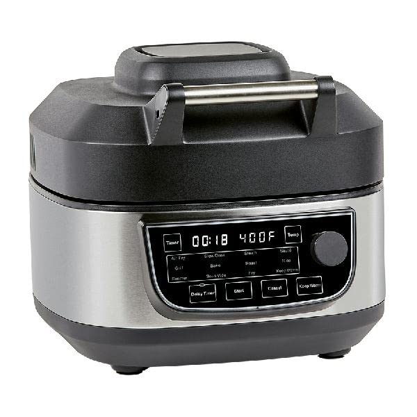 6-Qt 12-in-1 Grill and Air Fryer Combo. 1550W. Stainless Steel