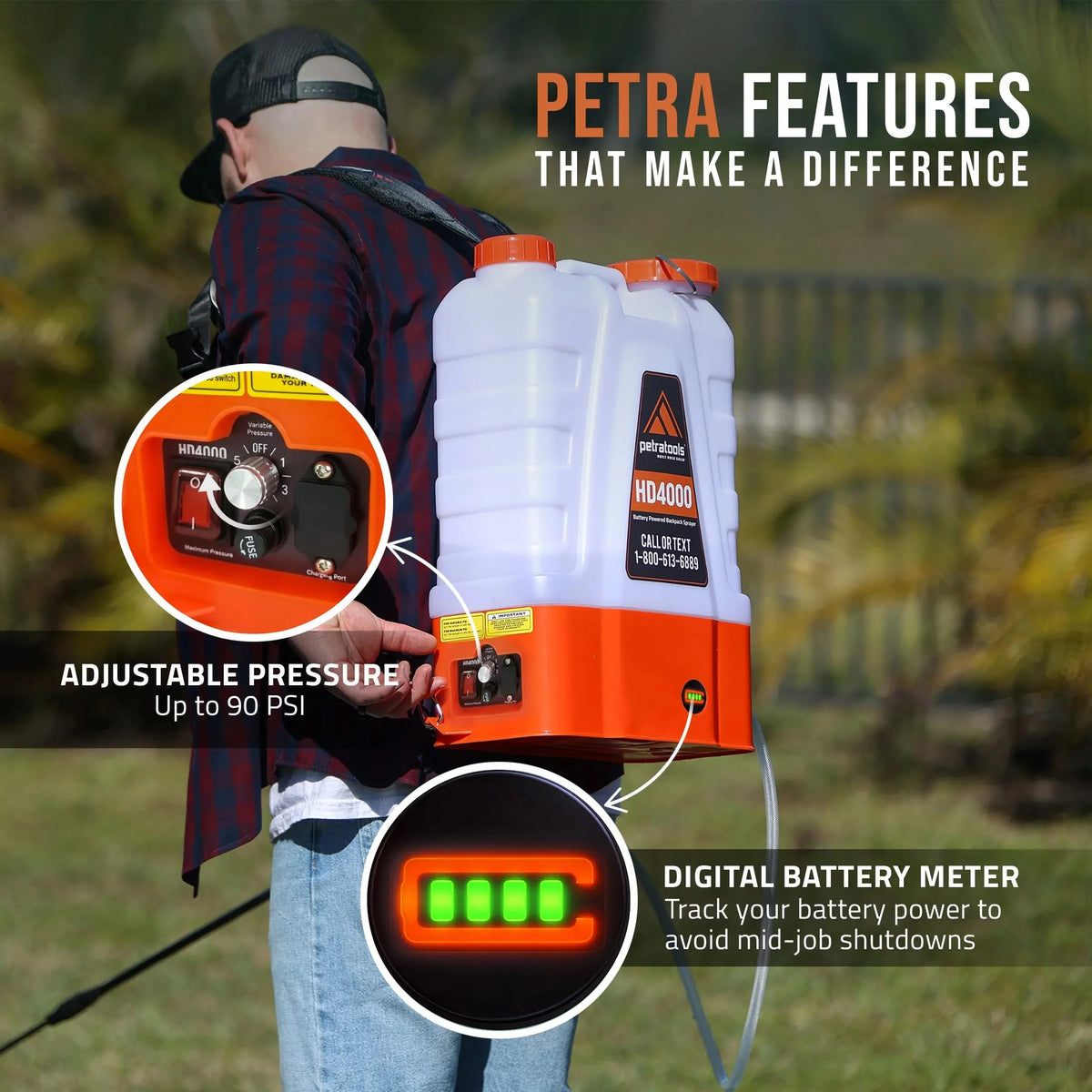 4 Gallon Battery Powered Backpack Sprayer. Rechargeable Cordless Garden and Lawn Pump Sprayer