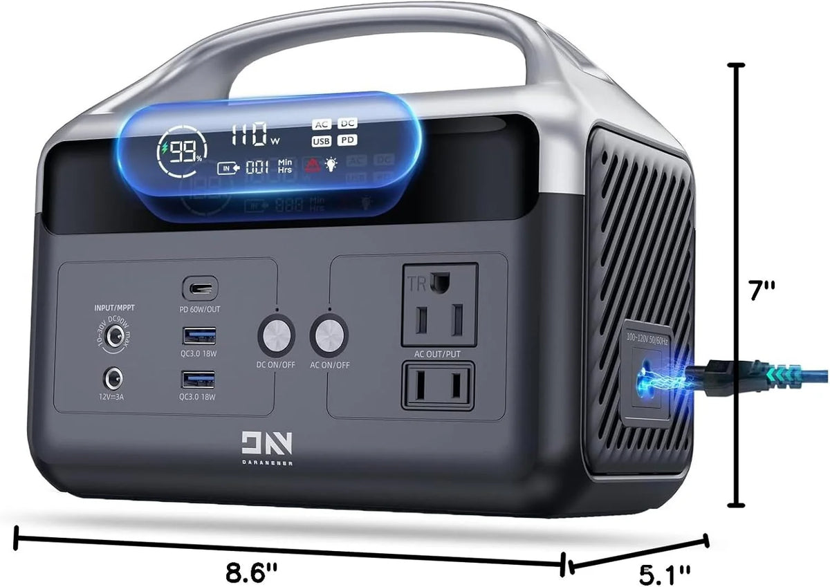 Portable Power Station 56000mAh. 179.2Wh LiFePO4 Battery Backup w/ 2 300W (Peak 600W) AC Outlets. 1.5hrs Fast Charging. Power Bank for Hurricane Emergency/Outdoor Camping/RVs/Home Use