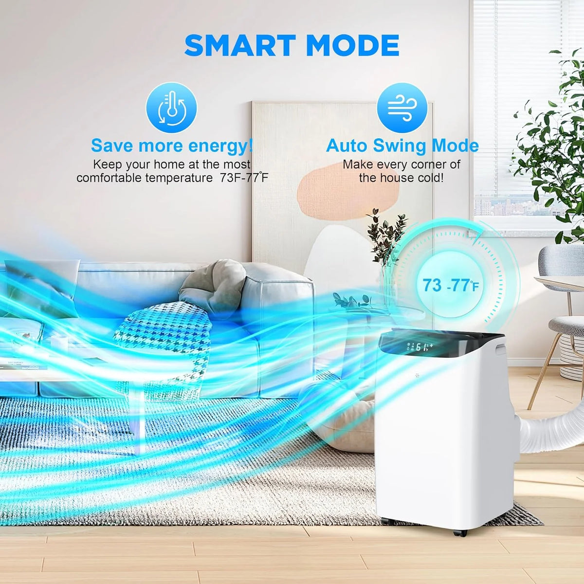 Inverter 16000BTU Portable Air Conditioners with Remote. Free Stand Cooling Portable AC Unit for Room up to 800 sq.ft. with Dehumidifier & Fan. Dual Hose. Quiet Sleep Mode(45dB). Windows Kit