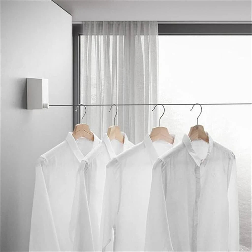 Retractable Indoor and Outdoor Clothes Wall Hanger Drying Rack Balcony Bathroom Invisible Clothesline Wire Rope(E)