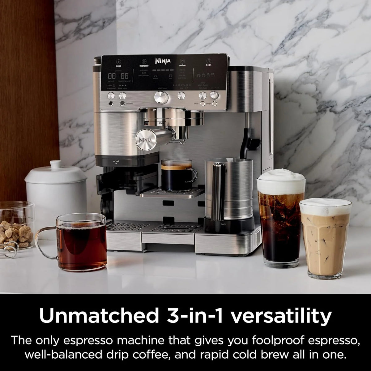Italian coffee machine. drip coffee machine. rapid cold brew coffee machine. integrated grinder. hand-free milk frother. equipped with a strike plate. water filter. cleaning sheet. descaling agent