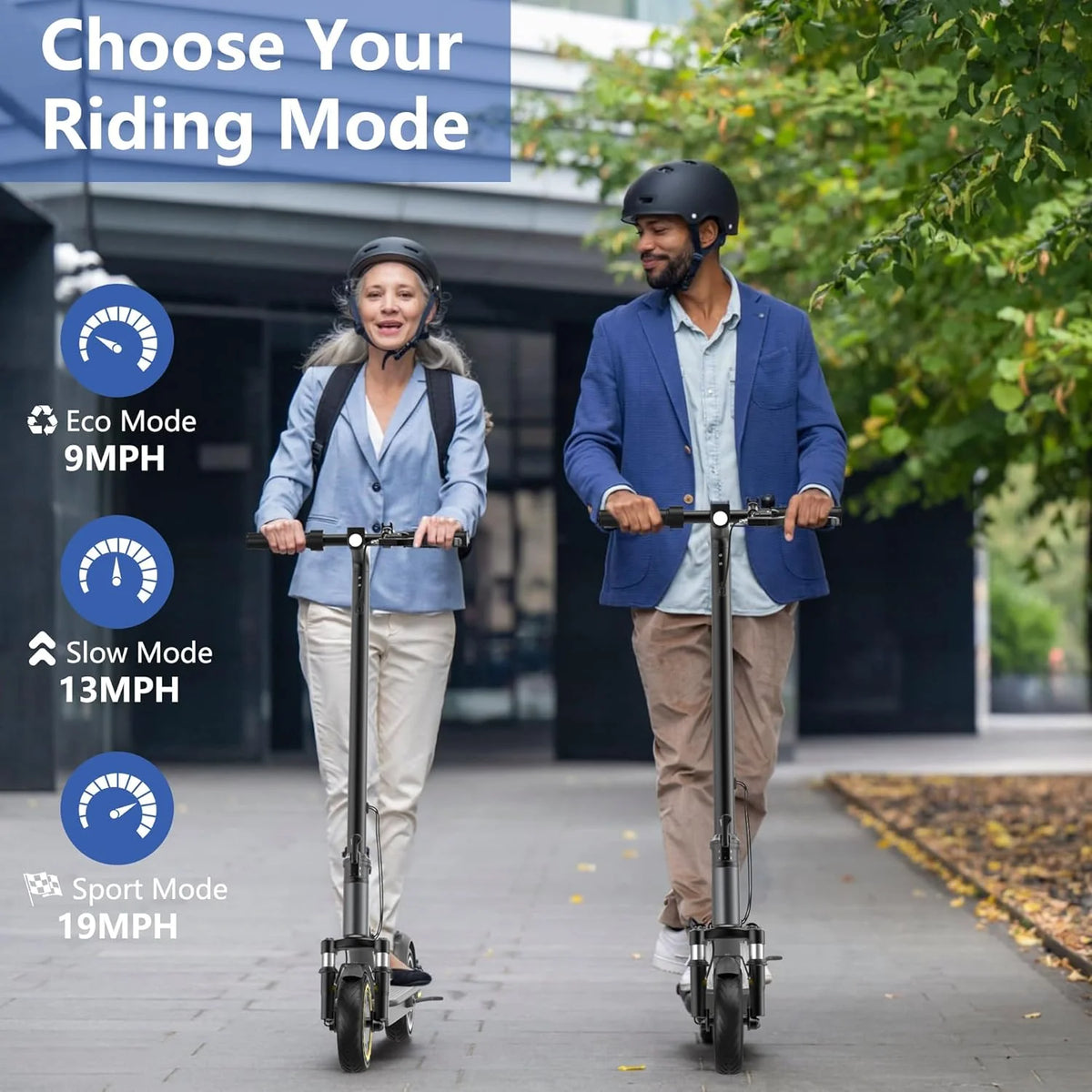 Electric Scooter Adults.Max 19/27/49 Miles Ranges.Top Speed 19/22 mph.350/750W Peak Motor. Folding E-Scooter with Dual Braking Dual Suspension